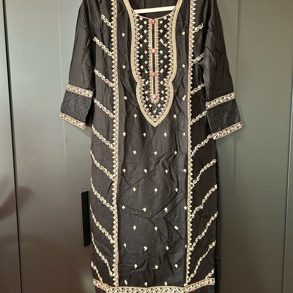 Chic Black Embroidered Dress